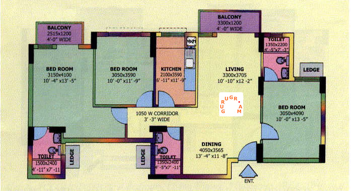 dlf-carlton-estate-3bhk-apartment-layout-01 dlf-carlton-estate