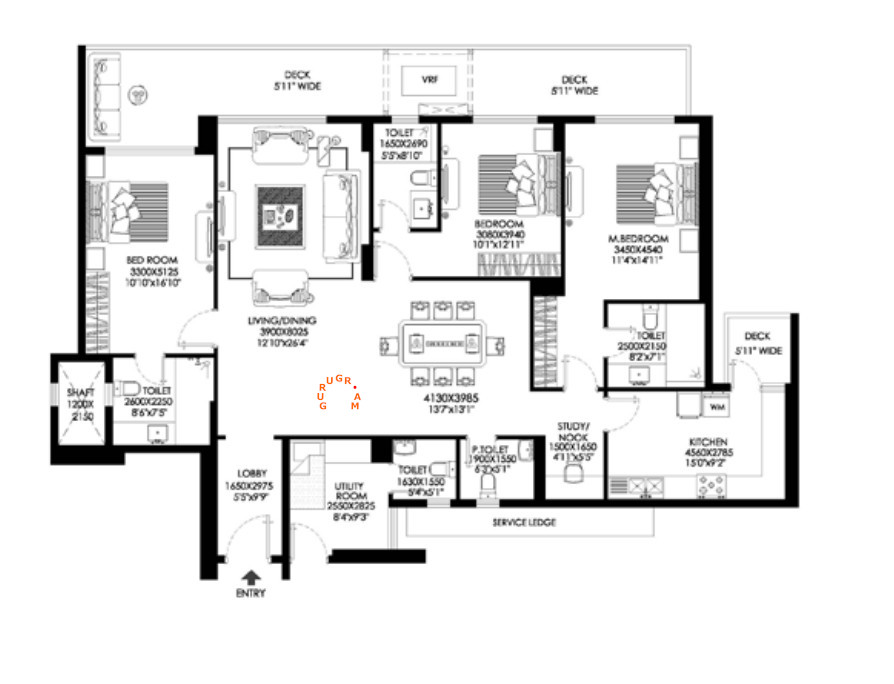 dlf-crest-apartment-layout-3bhk-2662 dlf-crest