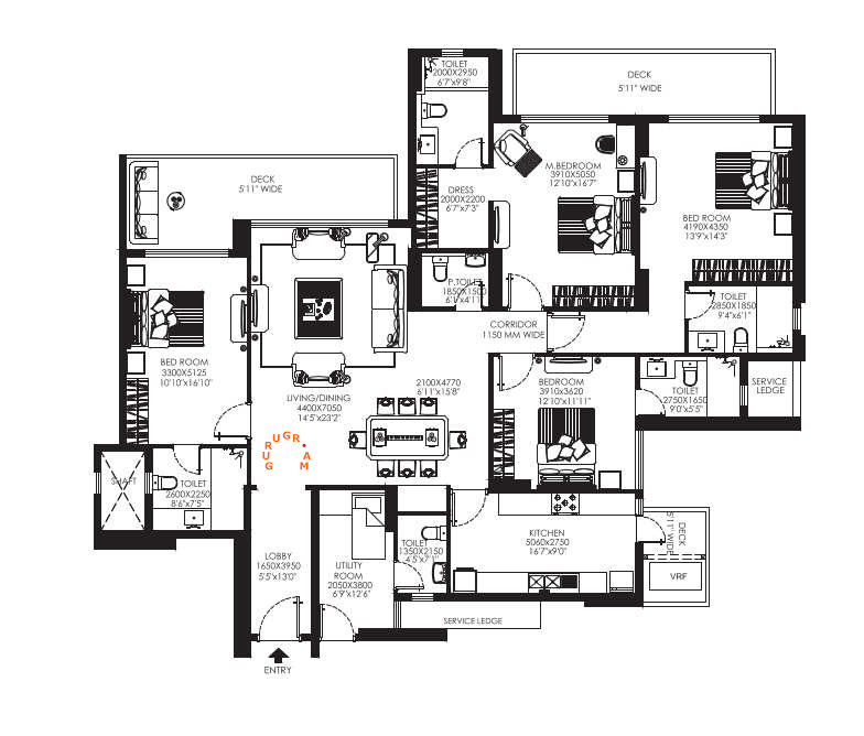dlf-crest-apartment-layout-4bhk-3081 dlf-crest