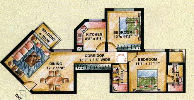 dlf-princeton-estate-2bhk-apartment-layout-plan dlf-princeton-estate