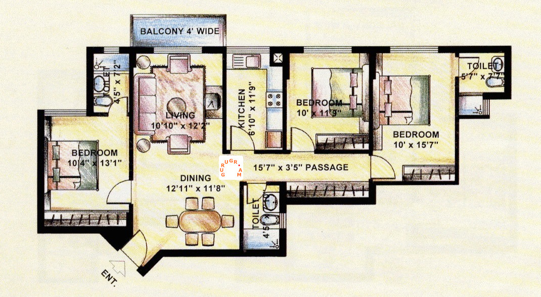 dlf-princeton-estate-3bhk-apartment-layout-plan-03 dlf-princeton-estate