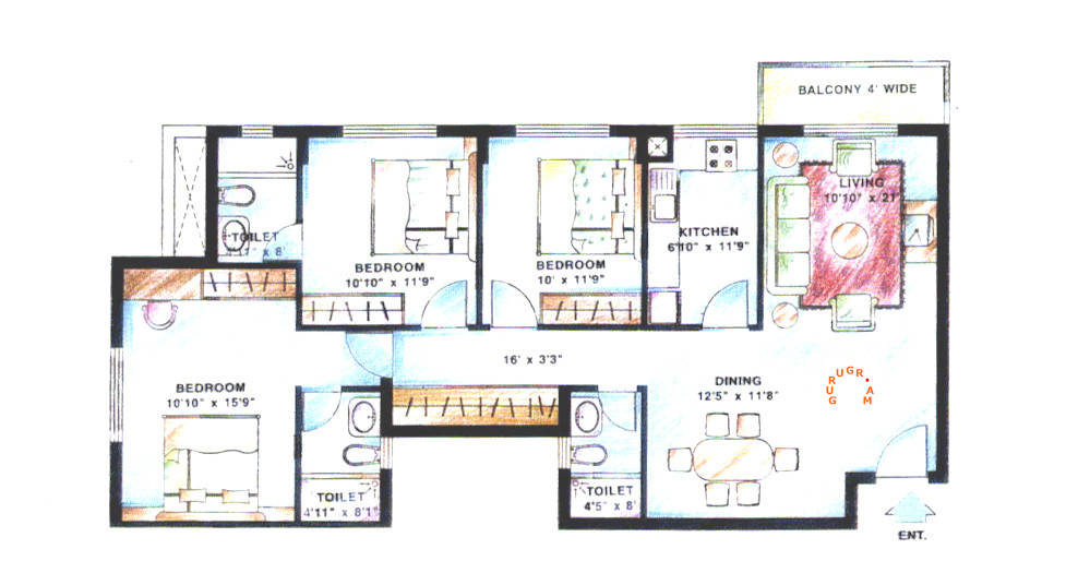 dlf-wellington-estate-3bhk-apartment-layout-02 dlf-wellington-estate