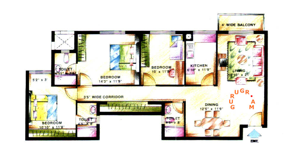 dlf-wellington-estate-3bhk-apartment-layout-05 dlf-wellington-estate