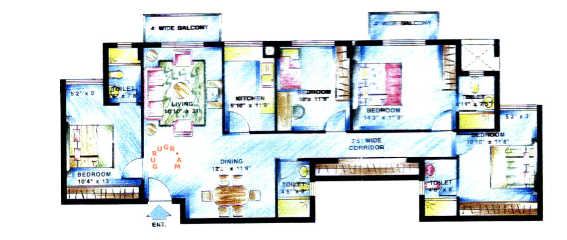 dlf-wellington-estate-4bhk-apartment-layout-02 dlf-wellington-estate
