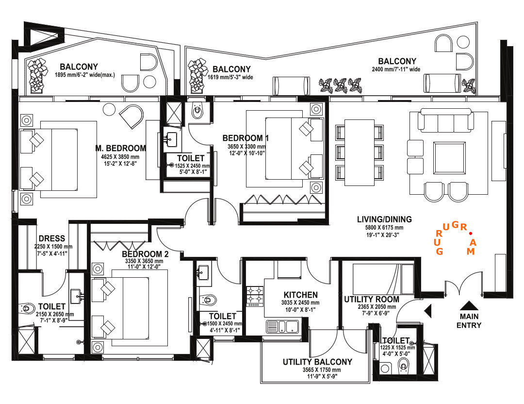ireo-skyon-3bhk-apartment-layout-plan ireo-skyon