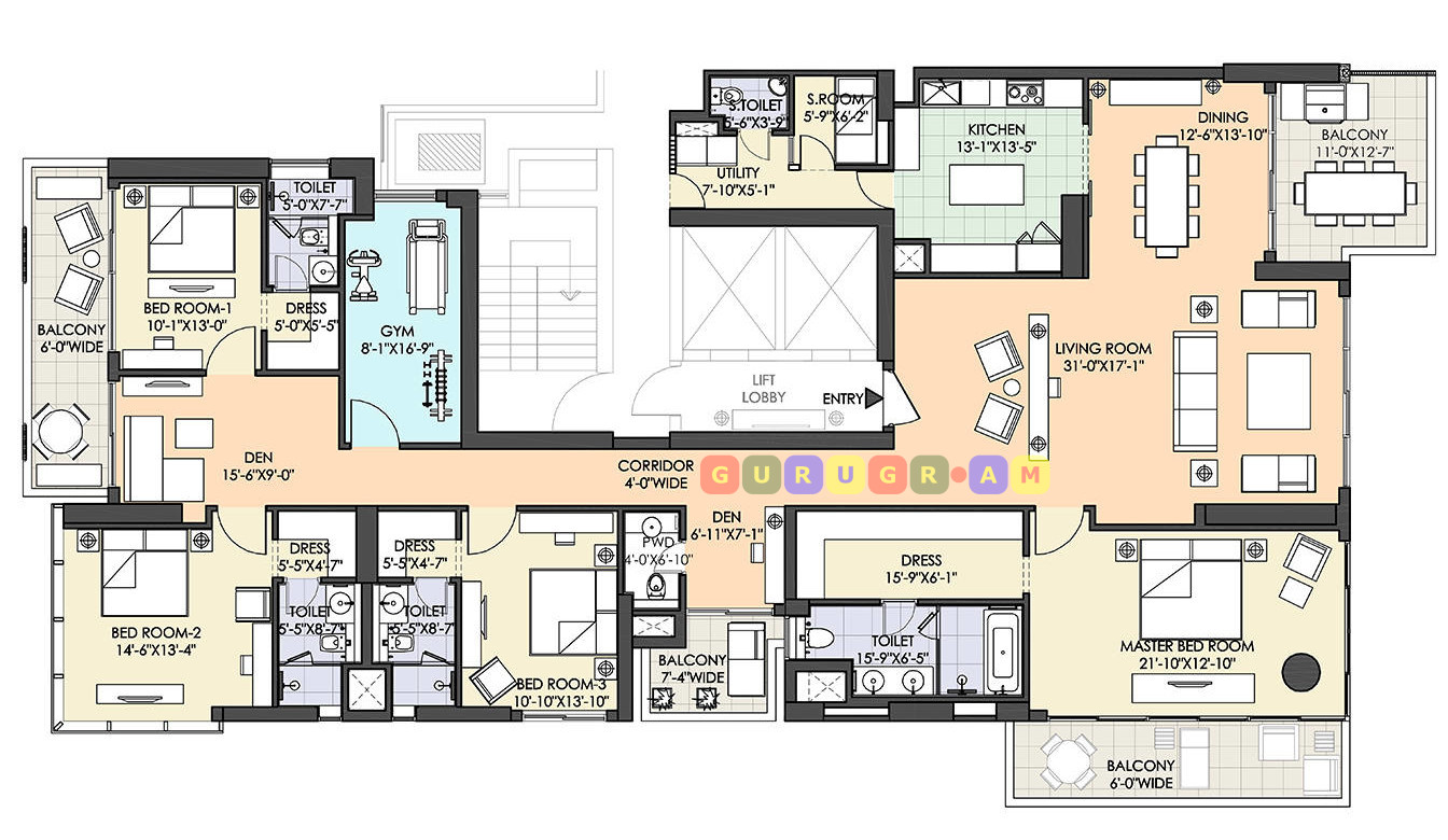 m3m-golf-estate-fairway-west-4bhk-apartment-layout-plan m3m-golf-estate