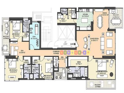 m3m-golf-estate-fairway-west-4bhk-apartment-layout-plan m3m-golf-estate