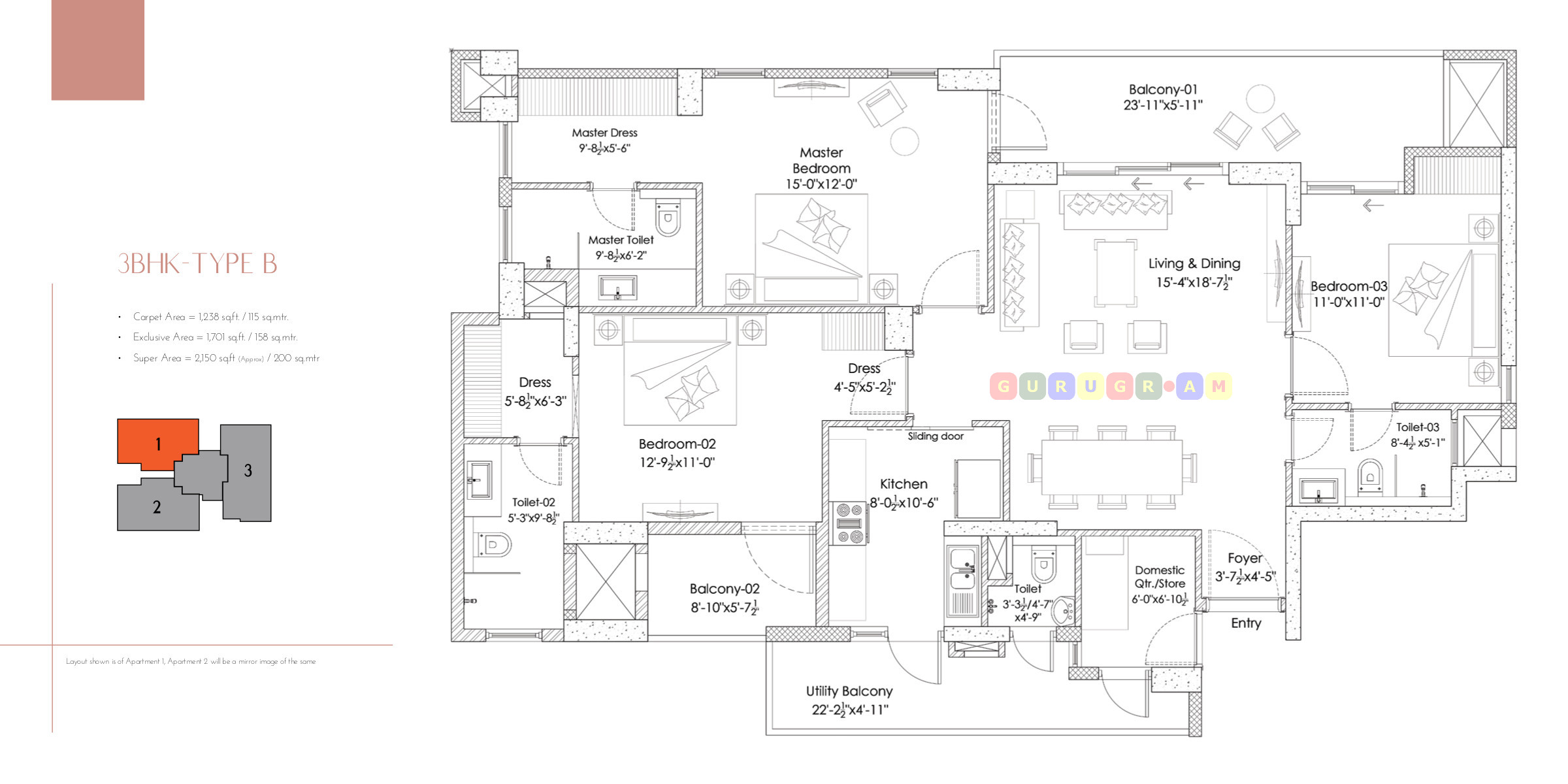hightown-residences-3bhk-apartment-layout-type-b silverglades-hightown